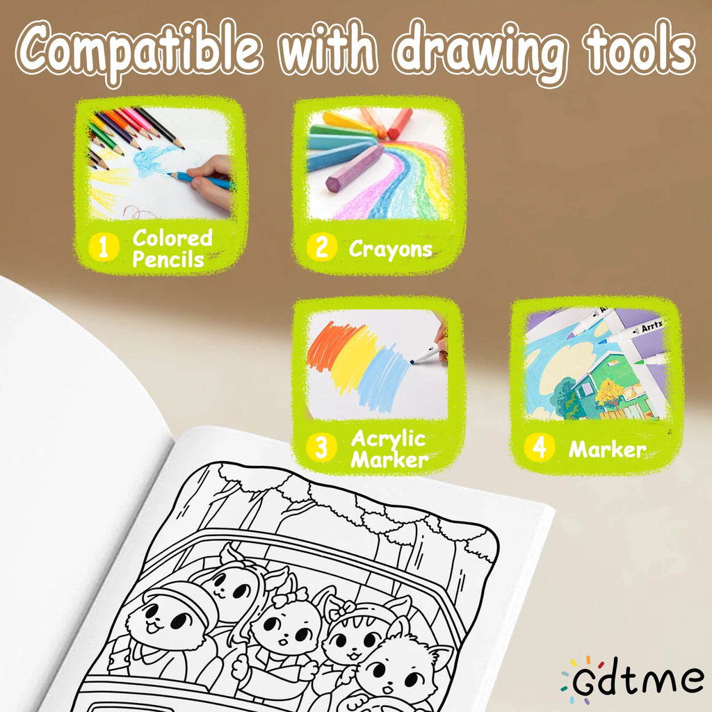 CINEMAL Coloring Book for Adults Featuring Cartoon Bold-easy Patterns for Relaxation Kids DIY Painting Drawing Books