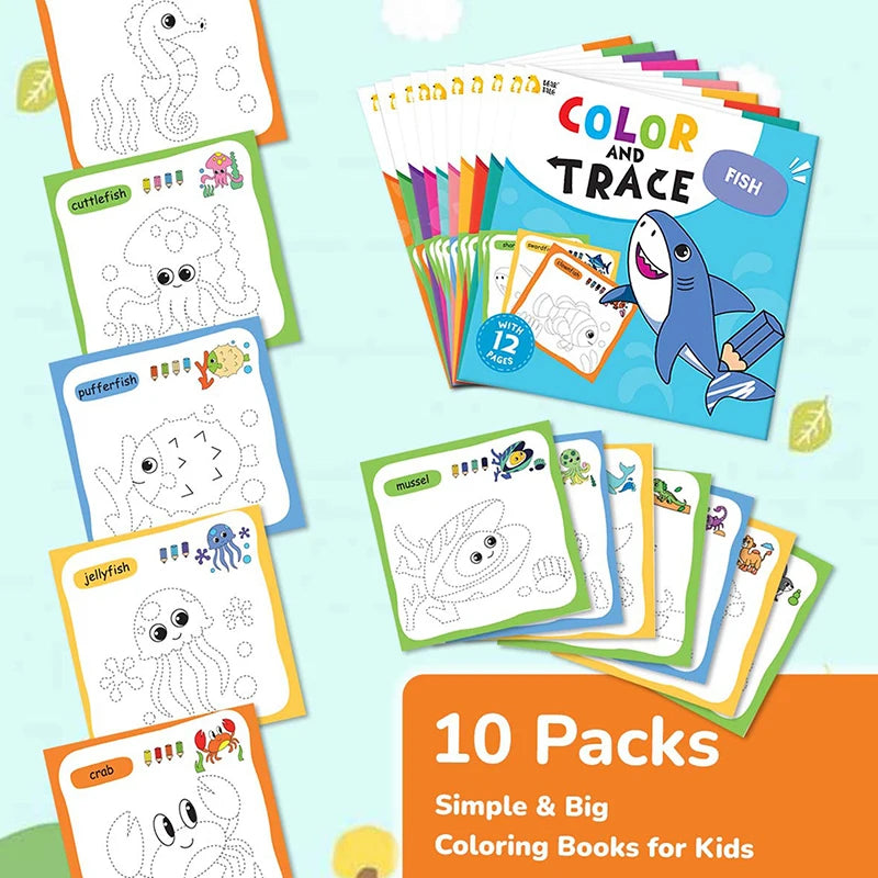 Children's Coloring Book For 3-6 Years Old, Suitable For Boys/girls In Early Childhood Education Coloring Book (Set Of 10 Books)