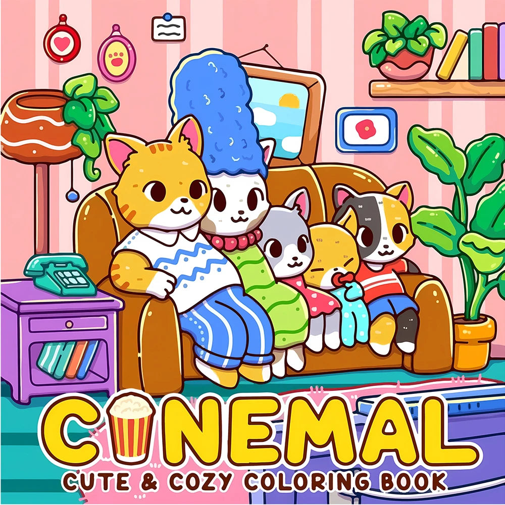 CINEMAL Coloring Book for Adults Featuring Cartoon Bold-easy Patterns for Relaxation Kids DIY Painting Drawing Books