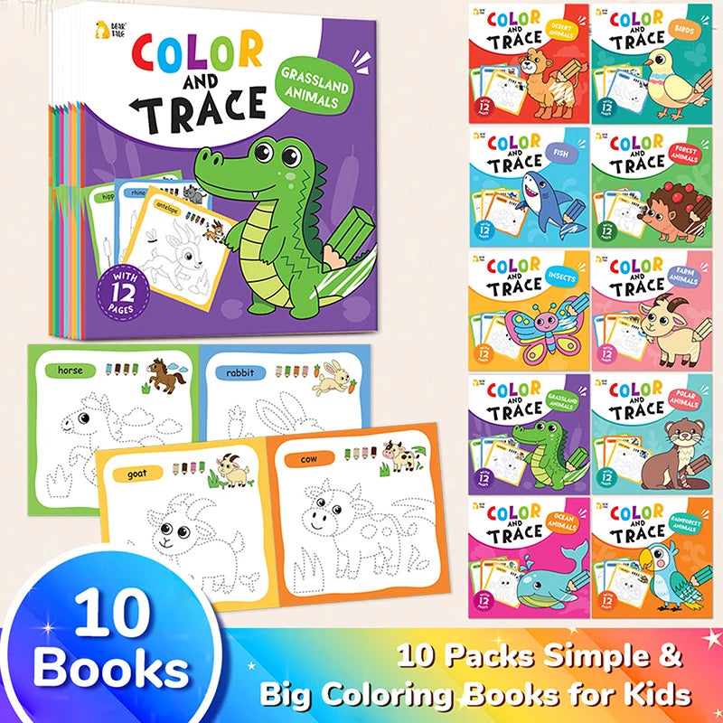 Children's Coloring Book For 3-6 Years Old, Suitable For Boys/girls In Early Childhood Education Coloring Book (Set Of 10 Books)